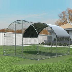 Large metal chicken coop upgrade three support steel wire impregnated plastic net cage, Oxford cloth silver plated waterproof UV protection (Color: as Pic)